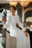Modest White Long Sleeves Wedding Dress Vintage Bridal Gown-Daisybridals