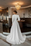 Modest White Long Sleeves Wedding Dress Vintage Bridal Gown-Daisybridals