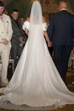 Off Shoulder Sleeveless Slit Wedding Dress with Sweep Train,DW070-Daisybridals