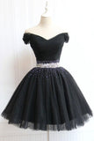 Off The Shoulder Beading Homecoming Dress Tulle Short Prom Dress PD468 - Daisybridals