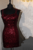 Royal Blue Sequin Bodycon Mini Homecoming Dress Short Prom Dress PD459 - Daisybridals
