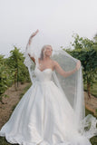 Satin A-Line Sweetheart Strapless Empire Casual  Wedding Dress