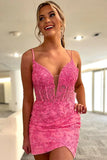 Short Pink Mermaid Lace Short Prom Dresses Pink Homecoming Dresses,DH103-Daisybridals
