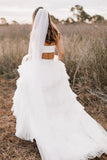 Simple Two Piece Wedding Dress Rustic Wedding Dress With Layered,DW013-Daisybridals