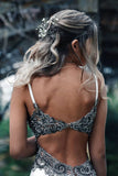 Spaghetti Straps Mermaid Wedding Dress Bridal Gown with Appliques-Daisybridals