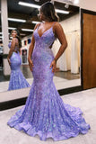Sparkly Mermaid Spaghetti Straps Blue Prom Dress Party Dress,DS248-Daisybridals