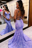 Sparkly Mermaid Spaghetti Straps Blue Prom Dress Party Dress,DS248-Daisybridals
