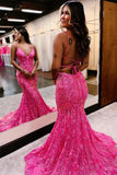 Sparkly Mermaid Spaghetti Straps Blue Prom Dress Party Dress,DS248-Daisybridals