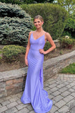 Straps Simple Lavender Mermaid Prom Dress Party Dress with Train,DS240-Daisybridals