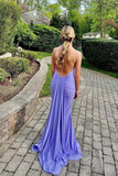 Straps Simple Lavender Mermaid Prom Dress Party Dress with Train,DS240-Daisybridals