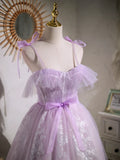 Sweet Purple A-line Short Prom Dress Homecoming Dress with Ribbon PD463 - Daisybridals