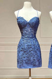 Tie Back Hot Pink Appliqued Bodycon Tight Homecoming Dress PD478-Daisybridals