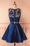 Two Piece Short Homecoming Dress,Lace Prom Dress,DH100-Daisybridals