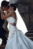 Unique One Shoulder Applique A-line Satin Ivory Wedding Dress,DW073-Daisybridals