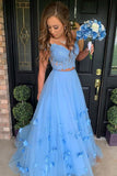 A-line 3D Flower Senior Prom Dress Lace Two Piece Prom Dress,DS138-Daisybridals