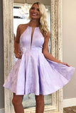 A-Line Crew Above-Knee Lilac Homecoming Dress with Pockets,DH141-Daisybridals