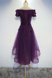 A-line Purple High Low Cute Prom Dress Purple Homecoming dress,DH161-Daisybridals