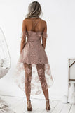 A-Line High Low Sleeveless Lace Blush Homecoming Dress,DH142-Daisybridals