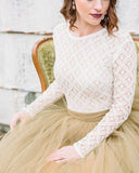 A-Line Long Sleeve Wedding Dress Backless Princess Wedding Dress,DW040-Daisybridals