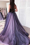 A-line Tulle Sweetheart Appliques Purple Black Prom Dress,DS180-Daisybridals