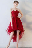 A-Line Short Sleeves Appliques Sweetheart Red Homecoming Dress,DH166-Daisybridals