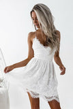 A-Line Spaghetti Straps Criss-Cross Straps White  Homecoming Dress,DH155-Daisybridals