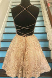 A Line Spaghetti Straps Cross Back Blue Homecoming Dress,DH139-Daisybridals