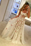 A-Line Spaghetti Straps 3D Flowers Floral Prom Dress,DS178-Daisybridals
