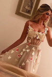 A-Line Spaghetti Straps 3D Flowers Floral Prom Dress,DS178-Daisybridals