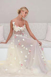 A-Line Spaghetti Straps 3D Flowers Floral Prom Dress,DS178-Daisybridals