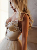 A-line  Straps Floor length Beading Wedding Dress Long Prom Dress,DW029-Daisybridals