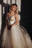 A-line  Straps Floor length Beading Wedding Dress Long Prom Dress,DW029-Daisybridals