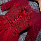 A-line Tulle Burgundy Homecoming Dress Mini Prom Dresses,DH145-Daisybridals