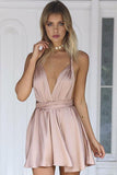 A-Line V-Neck Convertible Style Short Green Homecoming Dress,DH159-Daisybridals
