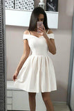 A-Line Spaghetti Straps White Homecoming Dress Short Prom Dress,DH164-Daisybridals