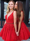 Appliques Beaded Sleeveless A Line Tulle Blue Homecoming Dresses,DH170-Daisybridals