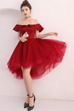 Burgundy Tulle Off Shoulder Burgundy Homecoming Dress,DH172-Daisybridals
