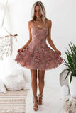 Charming Blush Homecoming Dresses Short Prom Dress,DH165-Daisybridals