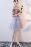Lace Off The Shoulder Short Prom Dress Cute Homecoming Dress,DH173-Daisybridals