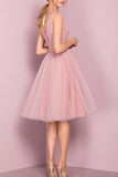 Cute V Neck Pink Homecoming Dress Short Prom Dresses,DH167-Daisybridals