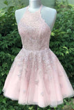 A-line Tulle Spaghetti Straps Dusty Blush Homecoming Dress,DH166-Daisybridals