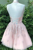 A-line Tulle Spaghetti Straps Dusty Blush Homecoming Dress,DH166-Daisybridals